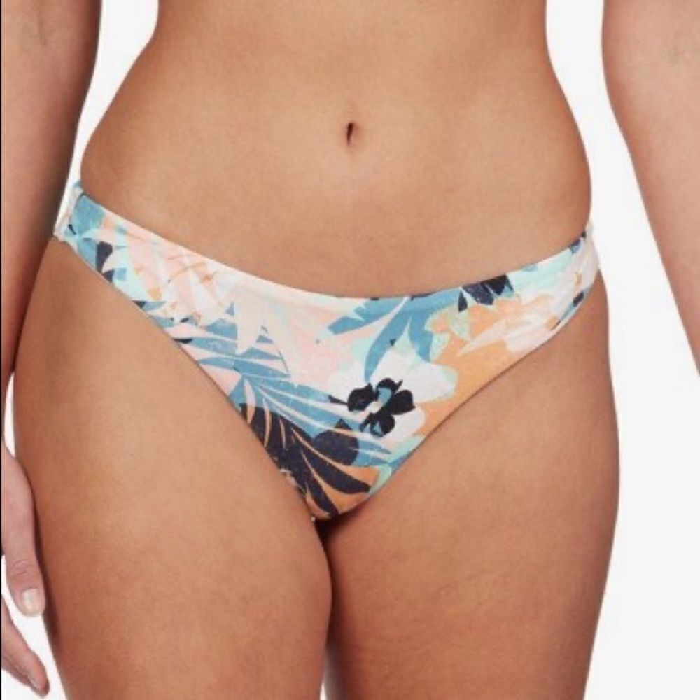 Roxy Printed Beach Classics Brown Blue Zeta Blossom‎ Mini Bikini Bottom Size XL